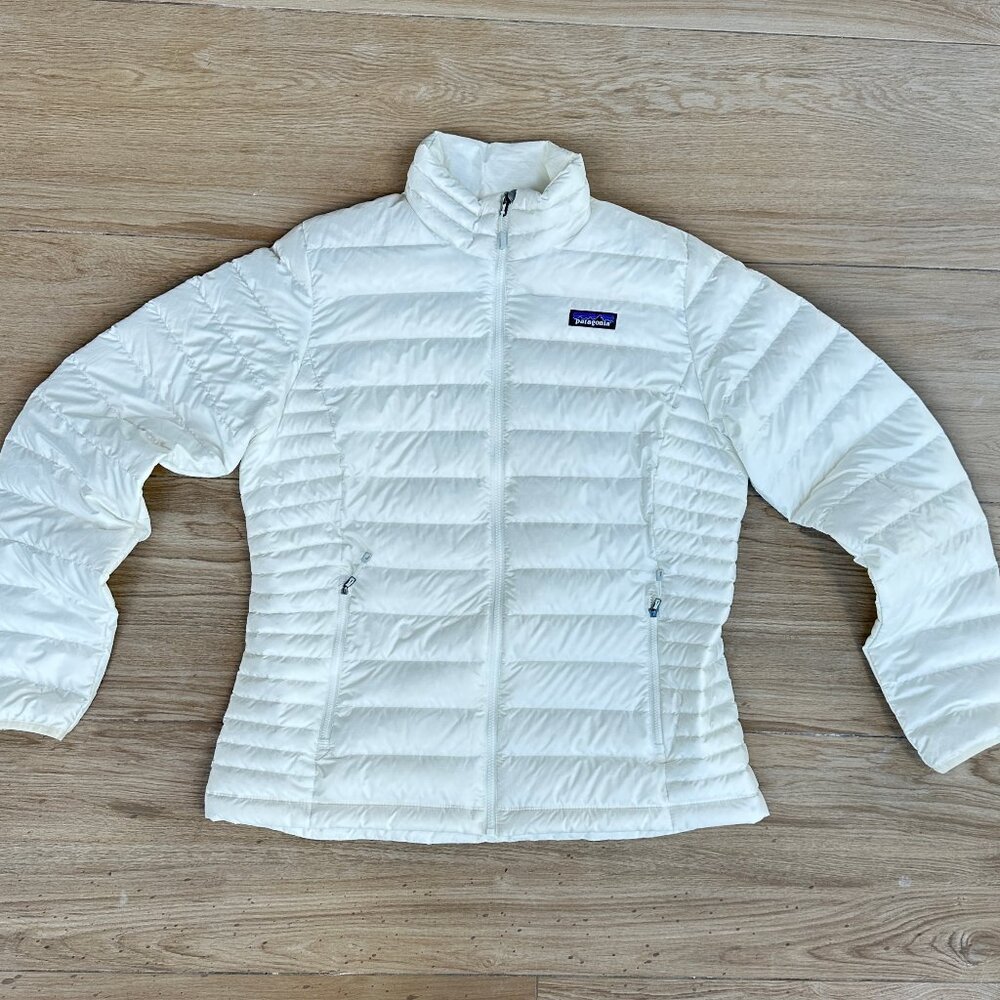 Patagonia Down Sweater Jacket Birch Winter White / Women LG / LIKE NEW!